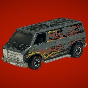 Vintage 1974 Hot Wheels Redline Super Black Van With Flames Hong Kong